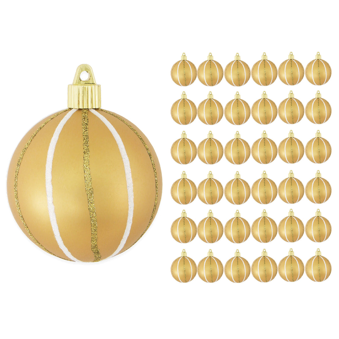 3 1/4" (80mm) Commercial Shatterproof Ball Ornament, Gold Dust, Case, 36 Pieces