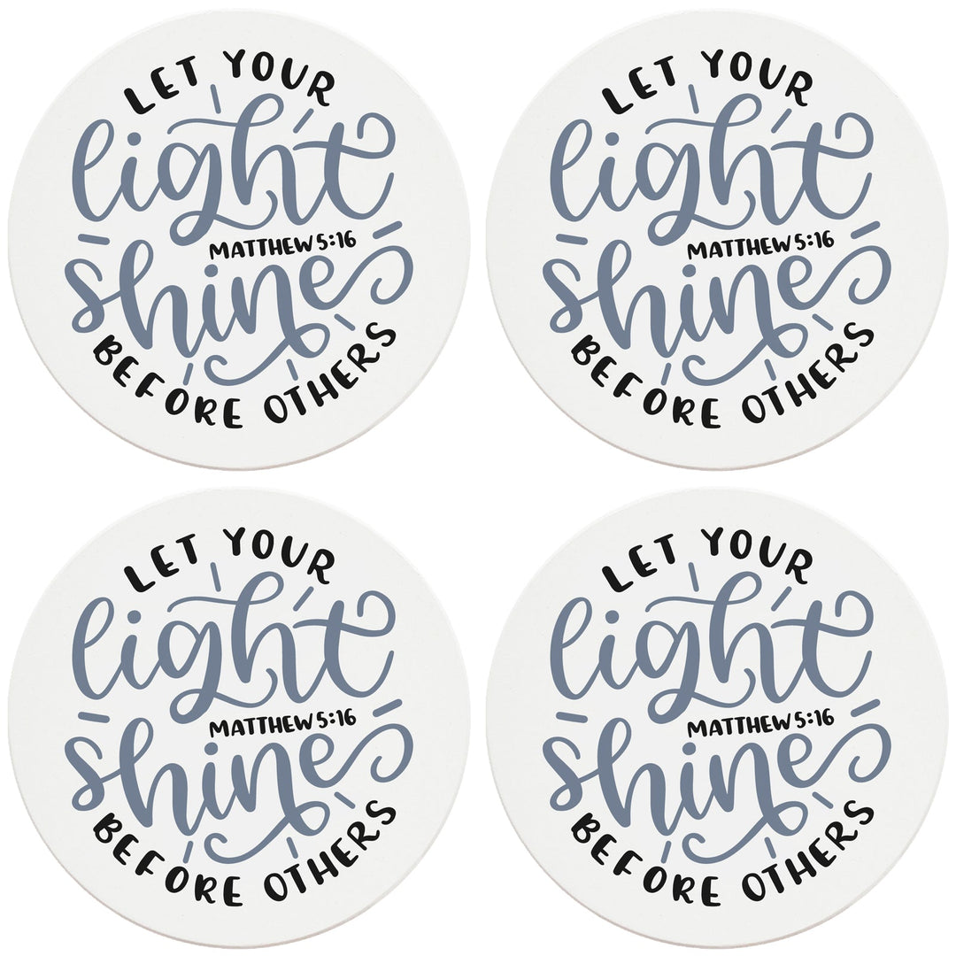 4" Round Ceramic Coasters - Let Your Light Shine, 4/Box, 2/Case, 8 Pieces