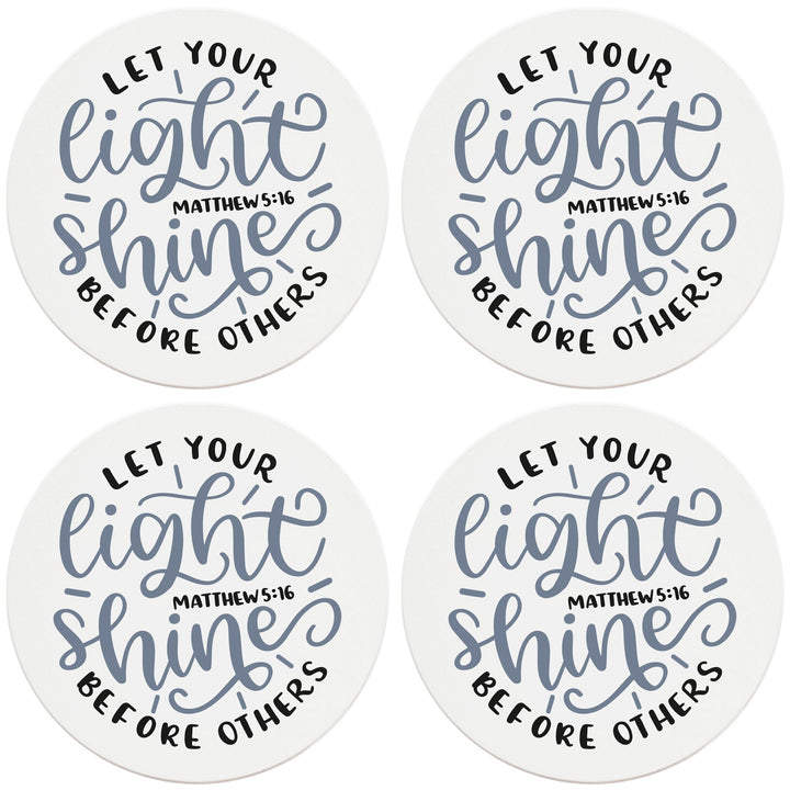 4" Round Ceramic Coasters - Let Your Light Shine, 4/Box, 2/Case, 8 Pieces