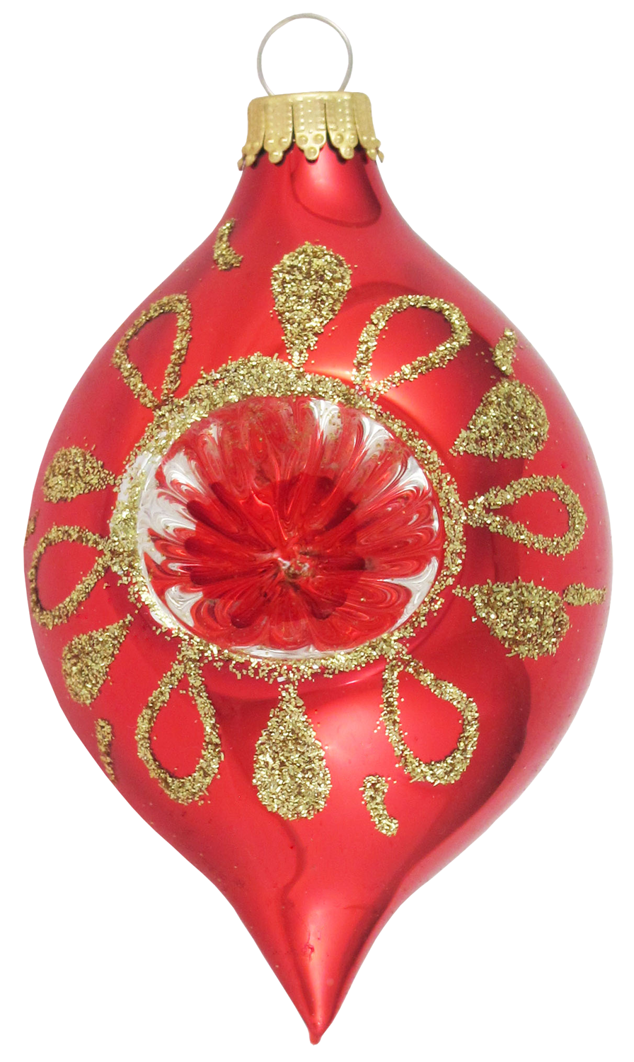 Assorted Sizes Glass Finials, Red/Gold Multi, 12/Box, 4/Case, 48 Pieces