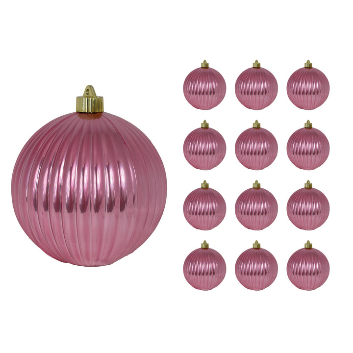 6" (150mm) Large Commercial Shatterproof Ripple Ornaments, Perfect Pink Blush, Case, 12 Pieces