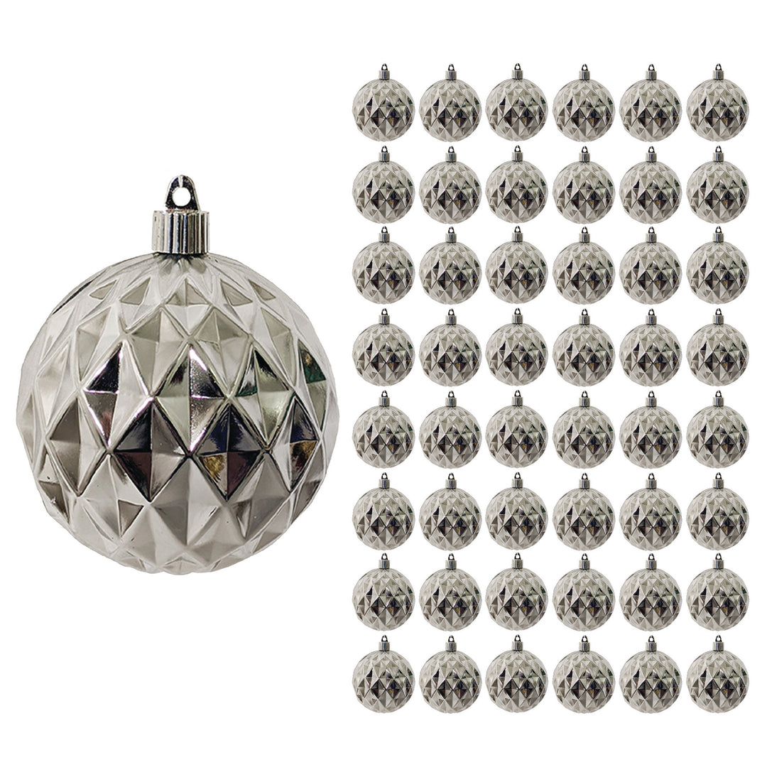 4" (100mm) Commercial Shatterproof Ball Ornament, Shiny Looking Glass Diamond, 4 per Bag, 12 Bags per Case, 48 Pieces