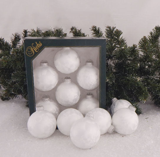 2 5/8" (67mm) Ball Ornaments, Silver Caps, Pearl Icelock, 6/Box, 12/Case, 72 Pieces
