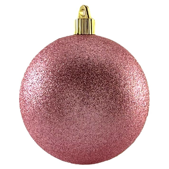 6" (150mm) Large Commercial Shatterproof Ball Ornaments, Perfect Pink Glitter, 1/Box, 12/Case, 12 Pieces