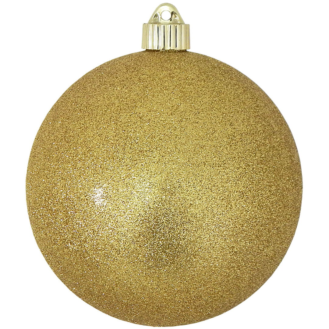 6" (150mm) Commercial Shatterproof Ball Ornament, Gold Glitter, 2 per Bag, 6 Bags per Case, 12 Pieces