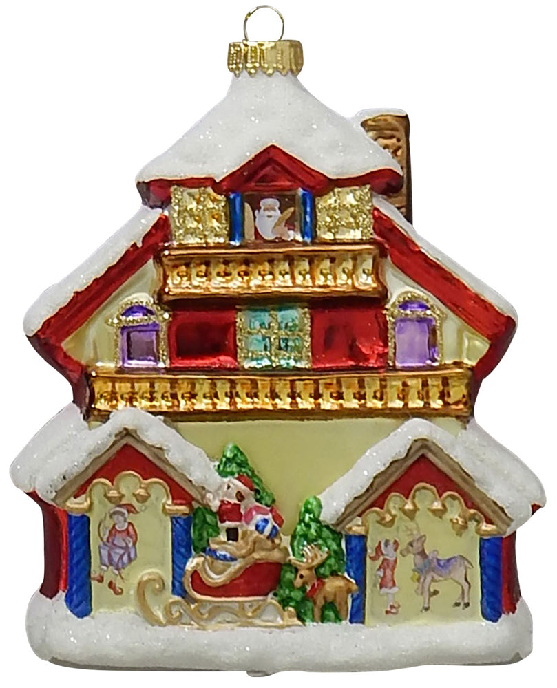 5 1/4" (133mm) Santa's House Figurine Ornaments, 1/Box, 6/Case, 6 Pieces