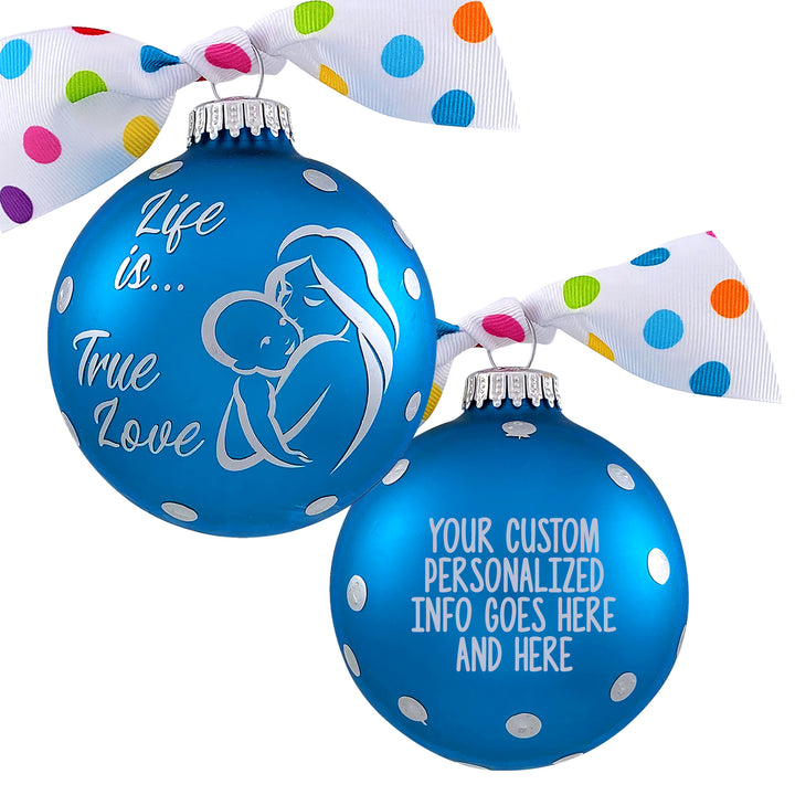 3 1/4" (80mm) Personalizable Hugs Specialty Gift Ornaments, Life is True Love, Turquoise Bliss Velvet, 1/Box, 12/Case, 12 Pieces