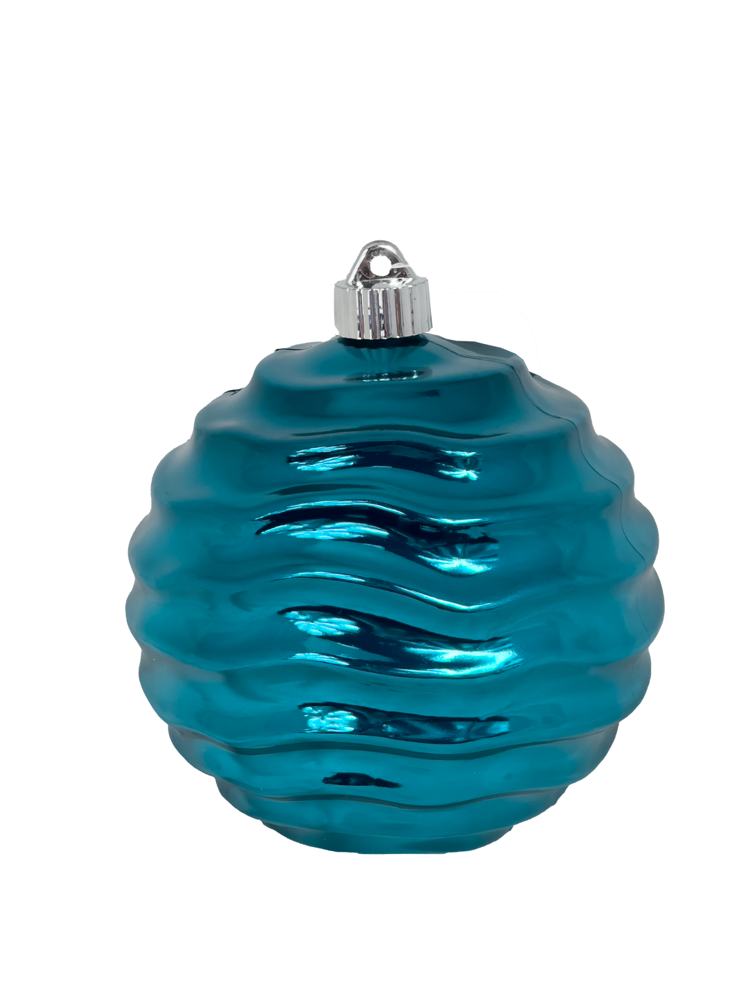 6" (150mm) Large Commercial Shatterproof Wavy Ornaments, Shiny Turquoise, Case, 12 Pieces