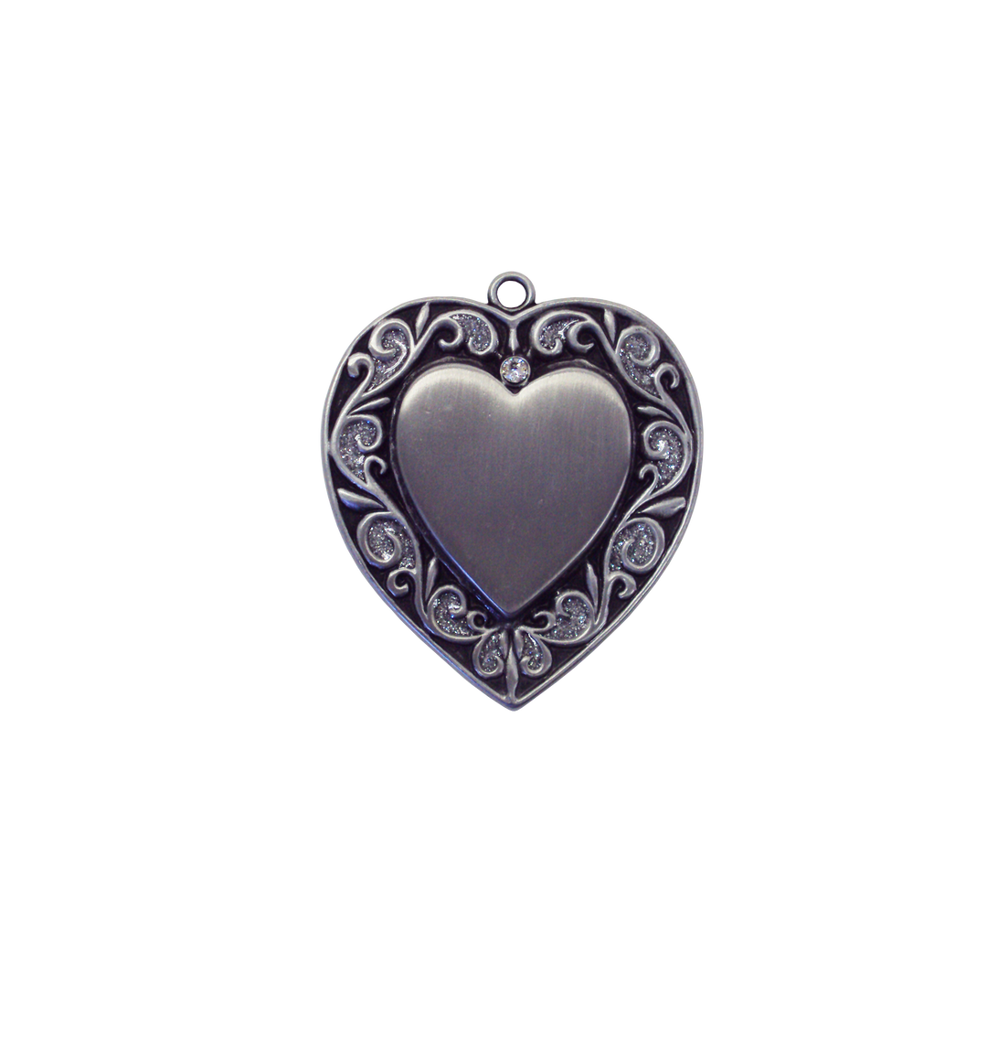 2 3/8" (60mm) Iron Pewter Heart Ornament, 1/Box, 12/Case, 12 Pieces