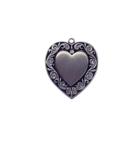 2 3/8" (60mm) Iron Pewter Heart Ornament, 1/Box, 12/Case, 12 Pieces