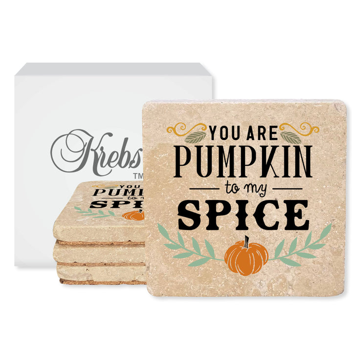 4" Absorbent Stone Fall Autumn Coasters, You Are Pumpkin To My Spice, 2 Sets of 4, 8 Pieces
