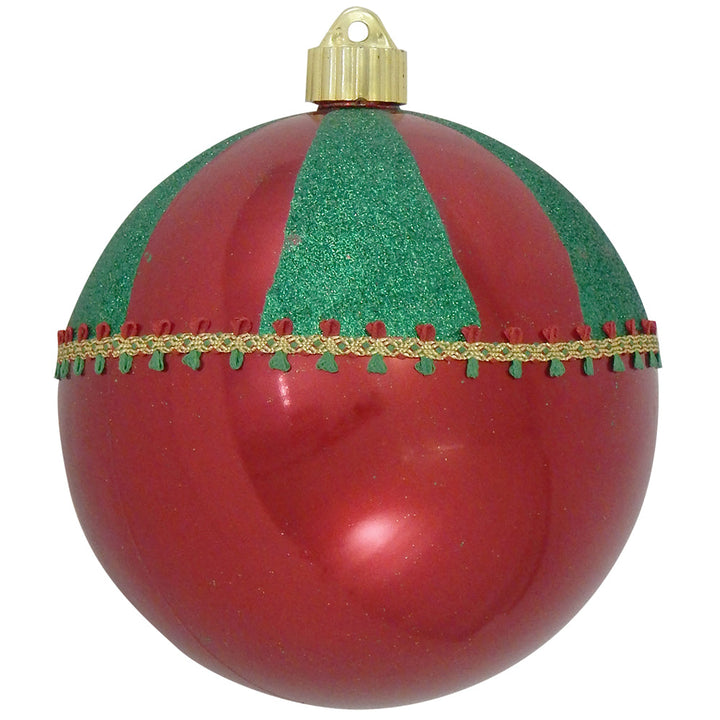 6" (150mm) Decorated Commercial Shatterproof Ball Ornaments, Sonic Red, 1/Box, 12/Case, 12 Pieces