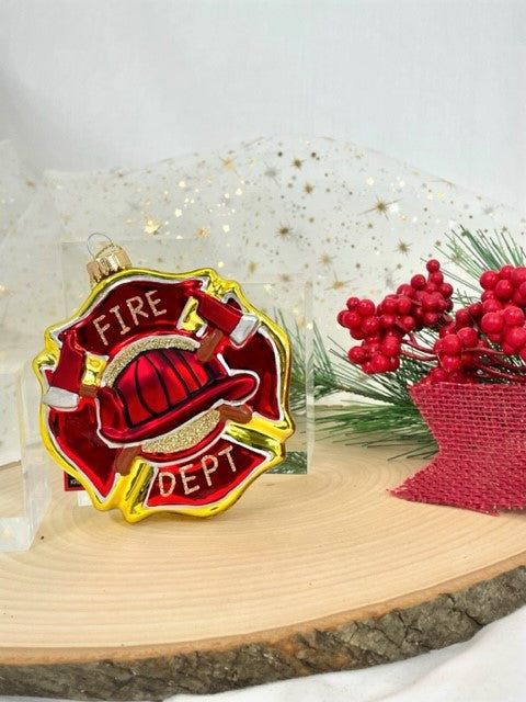 3 1/2" (89mm) Firefighter Badge Figurine Ornaments, 1/Box, 6/Case, 6 Pieces