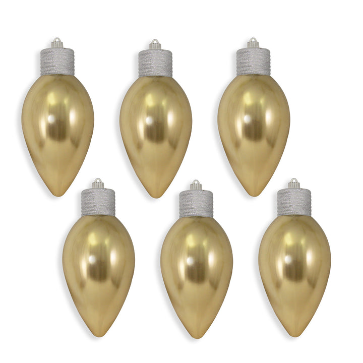 12" (300mm) Giant Commercial Shatterproof C9 Light Bulb Ornament, Gilded Gold, Case, 6 Pieces