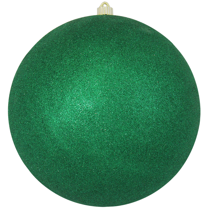 12" (300mm) Giant Commercial Shatterproof Ball Ornament, Emerald Glitter, Case, 2 Pieces