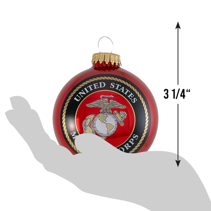 3 1/4" (80mm) Ball Ornaments, US Marine Corps, Flame Red, 1/Box, 12/Case, 12 Pieces