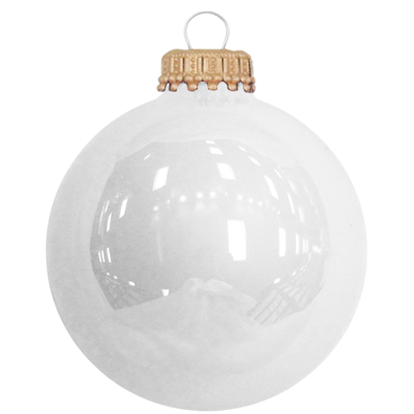 3" (76mm) Glass Disc Ornaments, Porcelain White with Gold Crown Caps, 3/Box, 24/Case, 72 Pieces