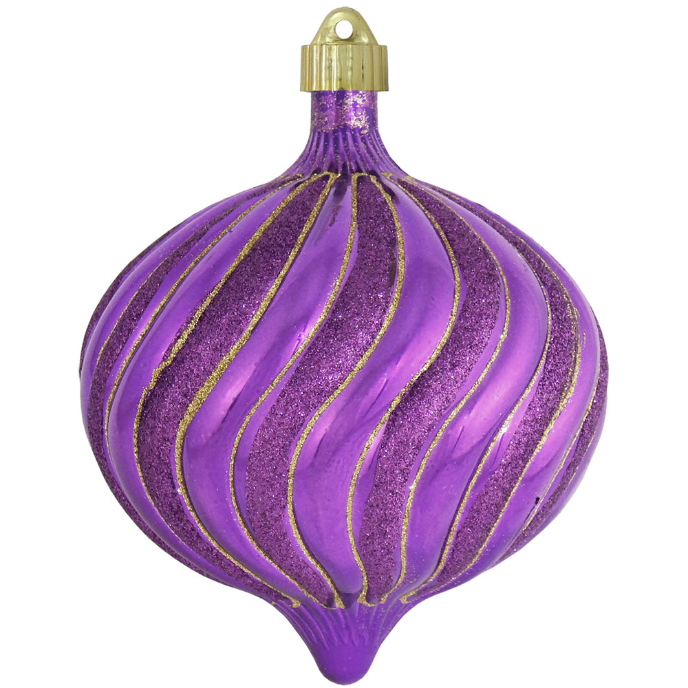 6" (150mm) Large Commercial Shatterproof Swirled Onion Ornaments, Vivacious Purple, Case, 12 Pieces - Christmas by Krebs Wholesale