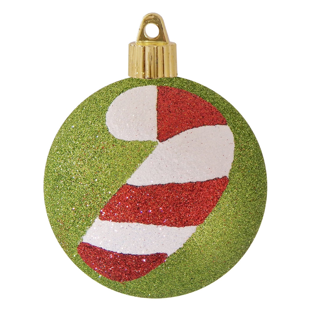 3 1/4" (80mm) Commercial Shatterproof Ball Ornament, Lime Glitter, Case, 36 Pieces - Christmas by Krebs Wholesale