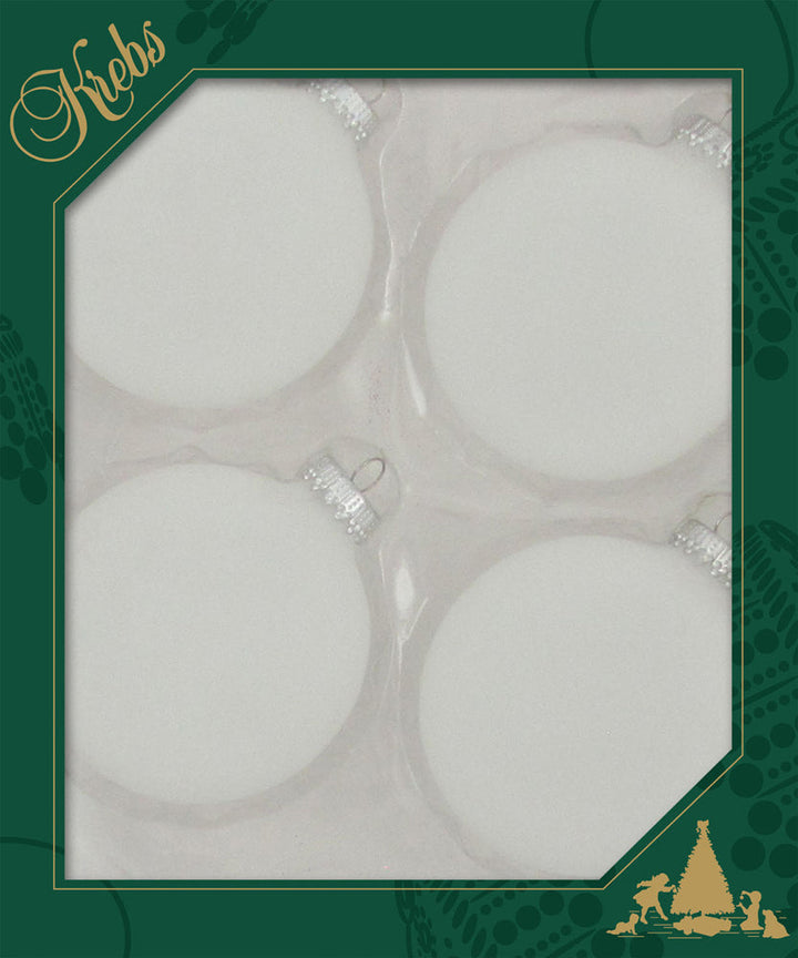 3 1/4" (80mm) Ball Ornaments, Silver Caps, Frost, 4/Box, 12/Case, 48 Pieces