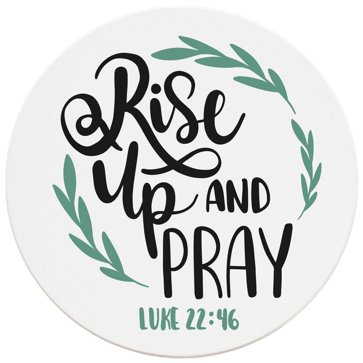 4" Round Ceramic Coasters - Rise Up And Pray, 4/Box, 2/Case, 8 Pieces - Christmas by Krebs Wholesale