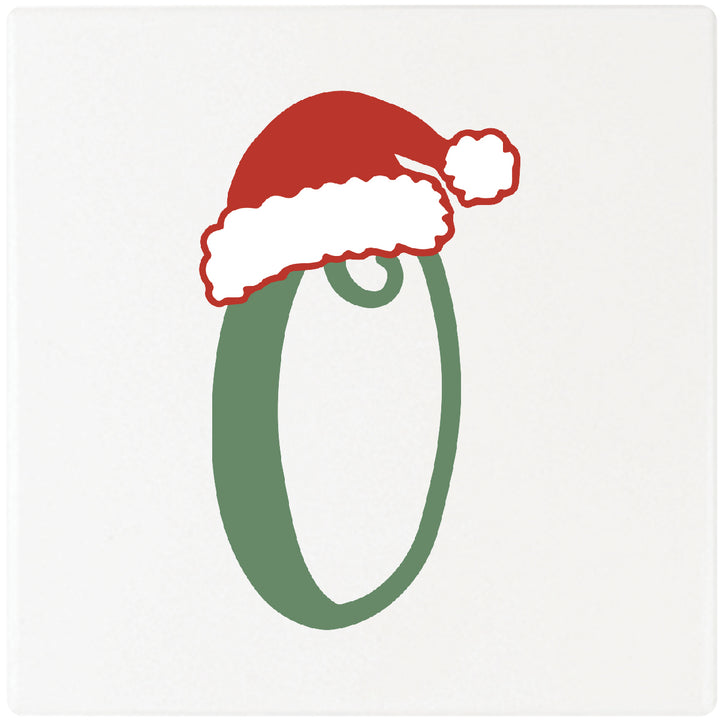 4" Absorbent Square Ceramic Monogram Coasters, Santa Hat Design, 2 Sets of 4, 8 Pieces - Christmas by Krebs Wholesale