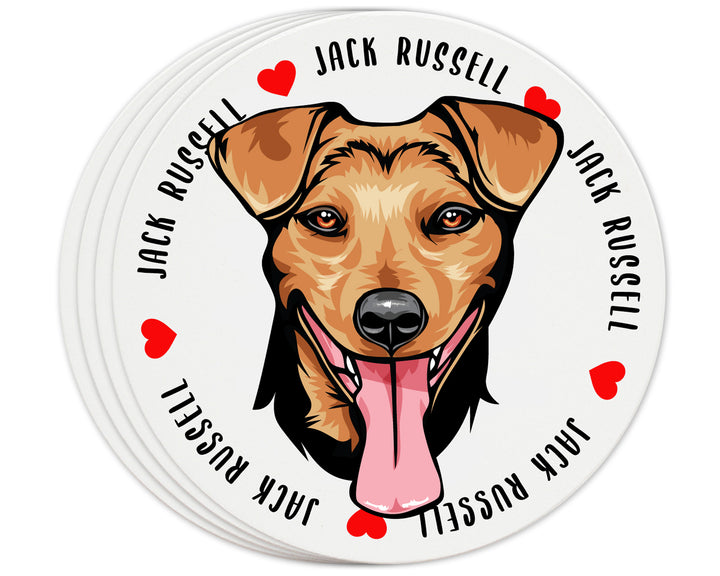[Set of 4] 4 inch Round Premium Absorbent Ceramic Dog Lover Coasters - Jack Russell - Christmas by Krebs Wholesale