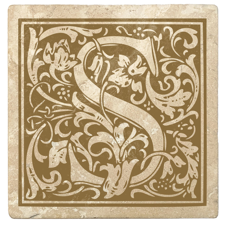 4" Absorbent Stone Monogram Coasters, Harvest Gold, 2 Sets of 4, 8 Pieces - Christmas by Krebs Wholesale