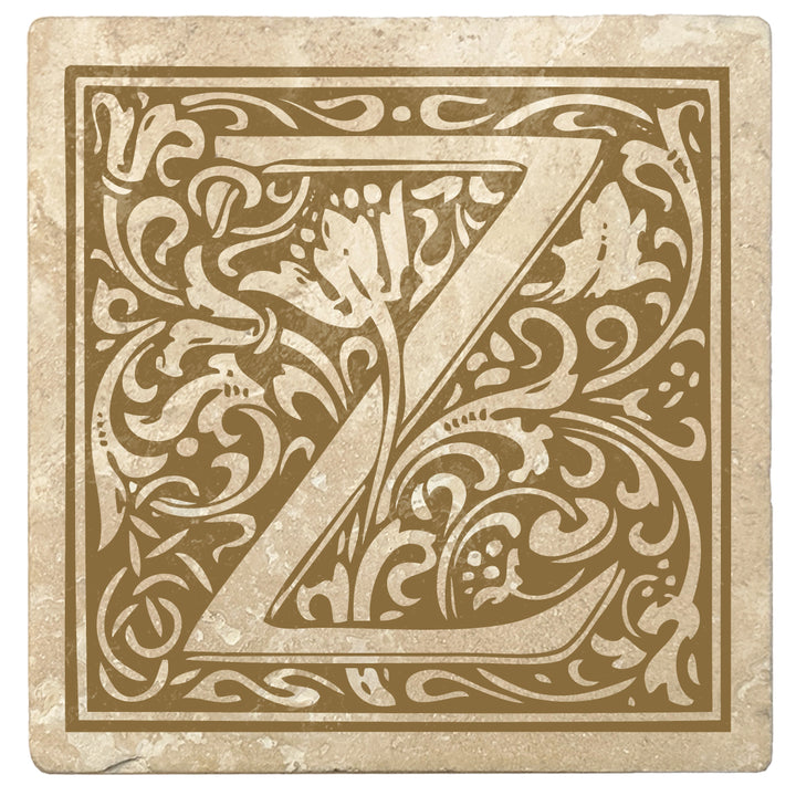 4" Absorbent Stone Monogram Coasters, Harvest Gold, 2 Sets of 4, 8 Pieces - Christmas by Krebs Wholesale