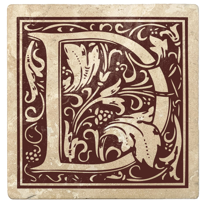 4" Absorbent Stone Monogram Coasters, Hot Java Brown, 2 Sets of 4, 8 Pieces - Christmas by Krebs Wholesale