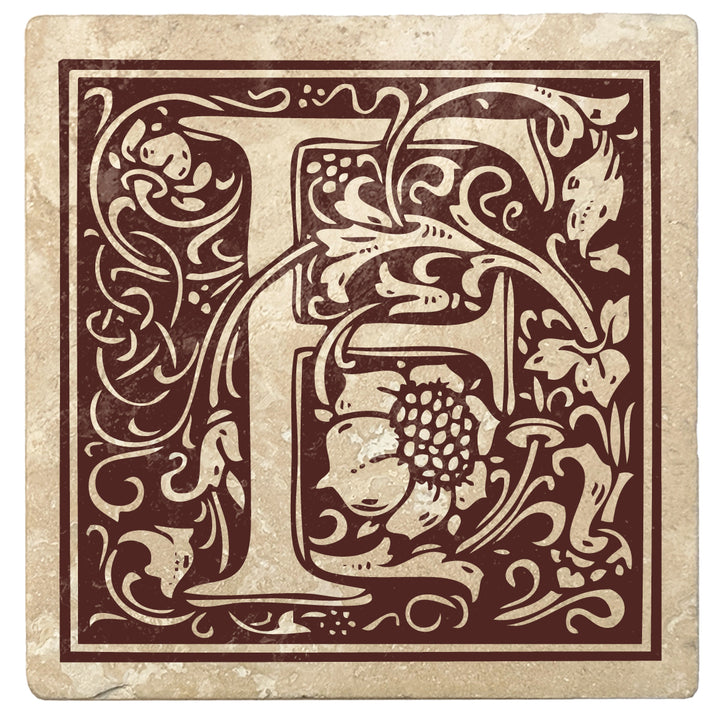 4" Absorbent Stone Monogram Coasters, Hot Java Brown, 2 Sets of 4, 8 Pieces - Christmas by Krebs Wholesale