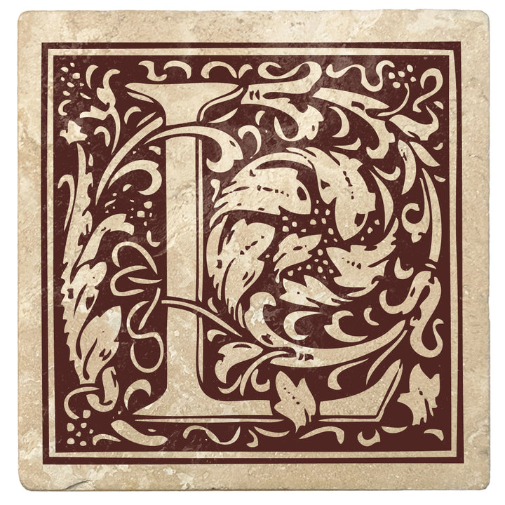 4" Absorbent Stone Monogram Coasters, Hot Java Brown, 2 Sets of 4, 8 Pieces - Christmas by Krebs Wholesale