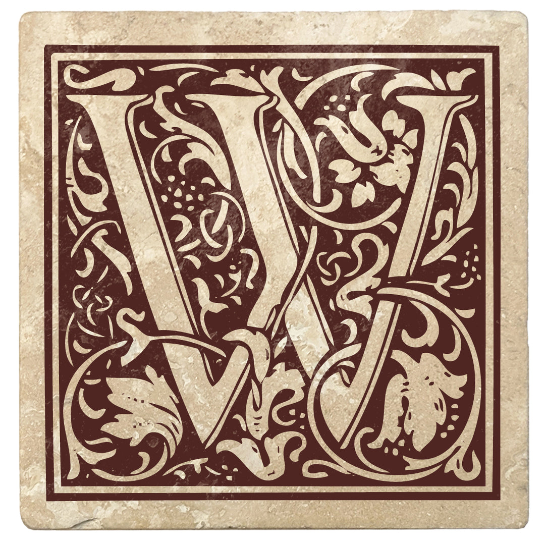 4" Absorbent Stone Monogram Coasters, Hot Java Brown, 2 Sets of 4, 8 Pieces - Christmas by Krebs Wholesale