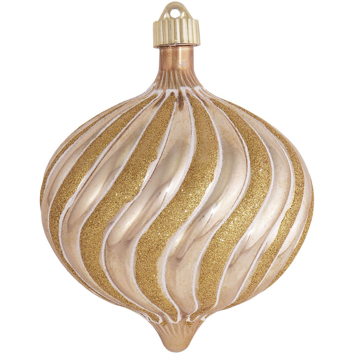 6" (150mm) Large Commercial Shatterproof Swirled Onion Ornaments, Gilded Gold, Case, 12 Pieces - Christmas by Krebs Wholesale