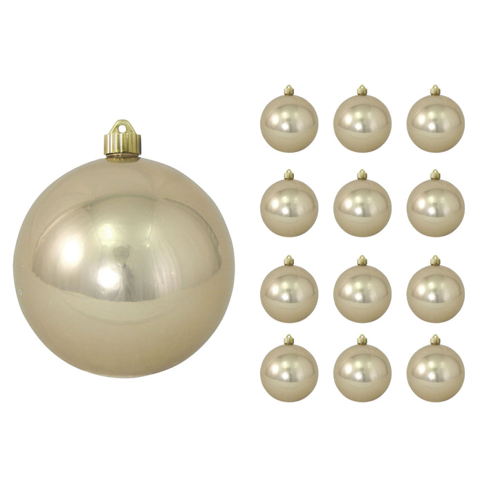 6" (150mm) Commercial Shatterproof Ball Ornament, Shiny Champagne Shine Brown, 2 per Bag, 6 Bags per Case, 12 Pieces