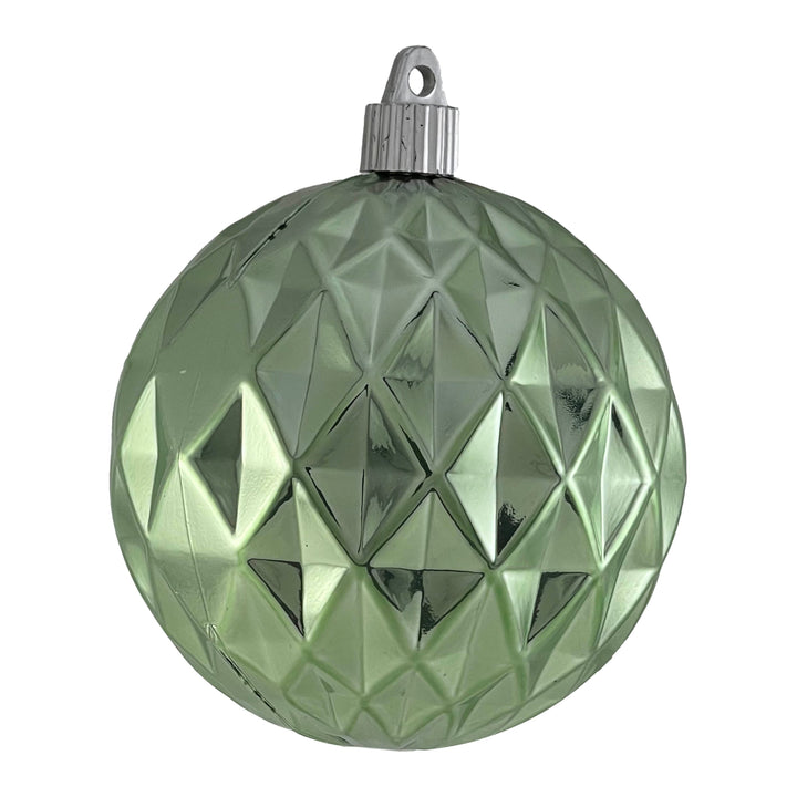 4" (100mm) Commercial Shatterproof Diamond Ball Ornament, Mintleaf Shine Green, 4 per Bag, 12 Bags per Case, 48 Pieces - Christmas by Krebs Wholesale