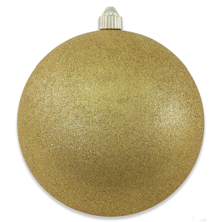 8" (200mm) Giant Commercial Shatterproof Ball Ornament, Gold Glitter, Case, 6 Pieces