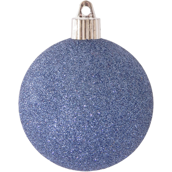 3 1/4" (80mm) Commercial Shatterproof Ball Ornament, Light Blue Glitter, Case, 80 Pieces