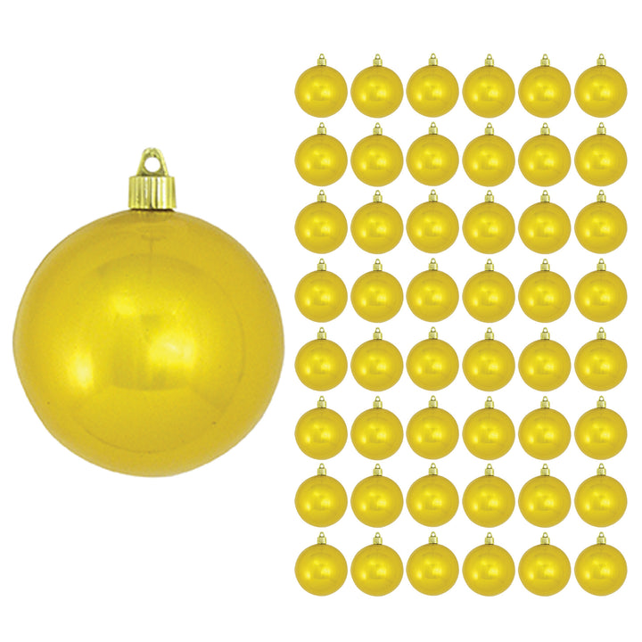 4" (100mm) Large Commercial Shatterproof Ball Ornament, Sunshine Yellow, Case, 48 Pieces