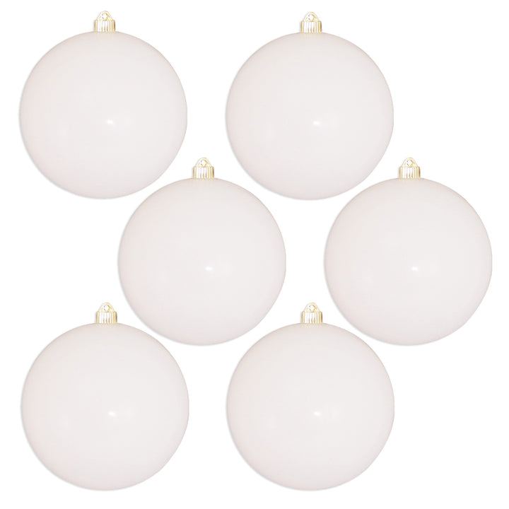 8" (200mm) Giant Commercial Shatterproof Ball Ornament, Pure White, Case, 6 Pieces