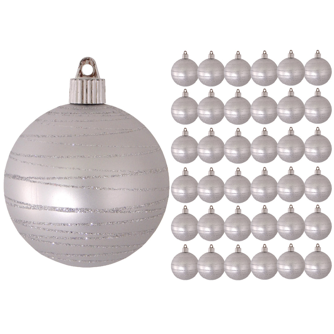 3 1/4" (80mm) Commercial Shatterproof Ball Ornament, Dove Gray, Case, 36 Pieces