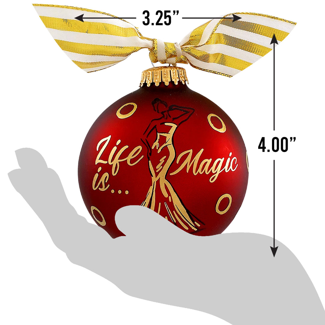3 1/4" (80mm) Personalizable Hugs Specialty Gift Ornaments, Life is Magic Design, Silver Pearl, 1/Box, 12/Case, 12 Pieces