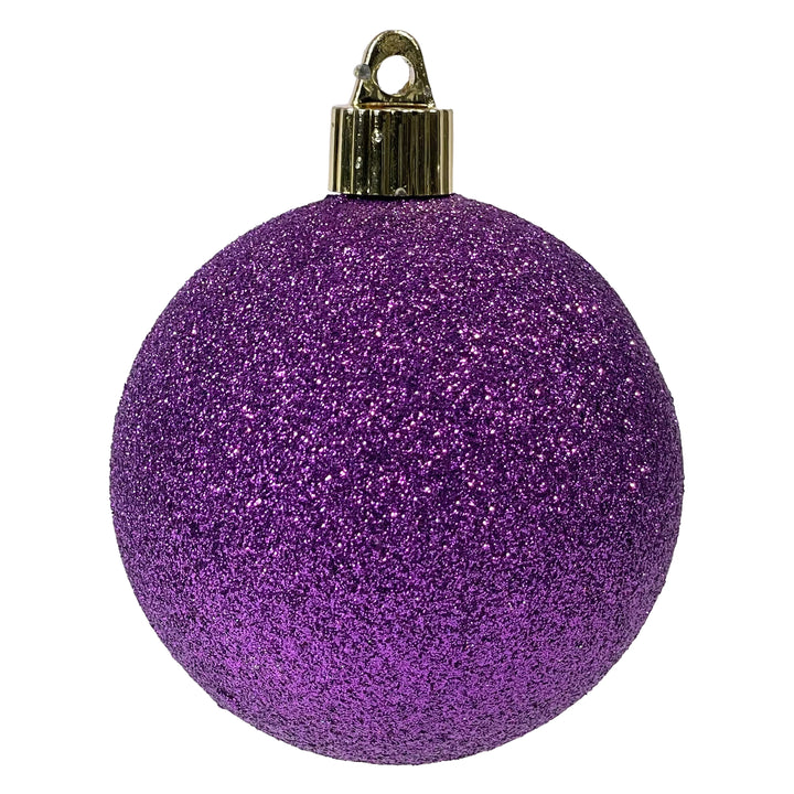 3 1/4" (80mm) Commercial Shatterproof Ball Ornament, Purple Glitter, Case, 8 PIECES PER BAG. 10 BAGS PER CASE, 80 PIECES PER CASE.