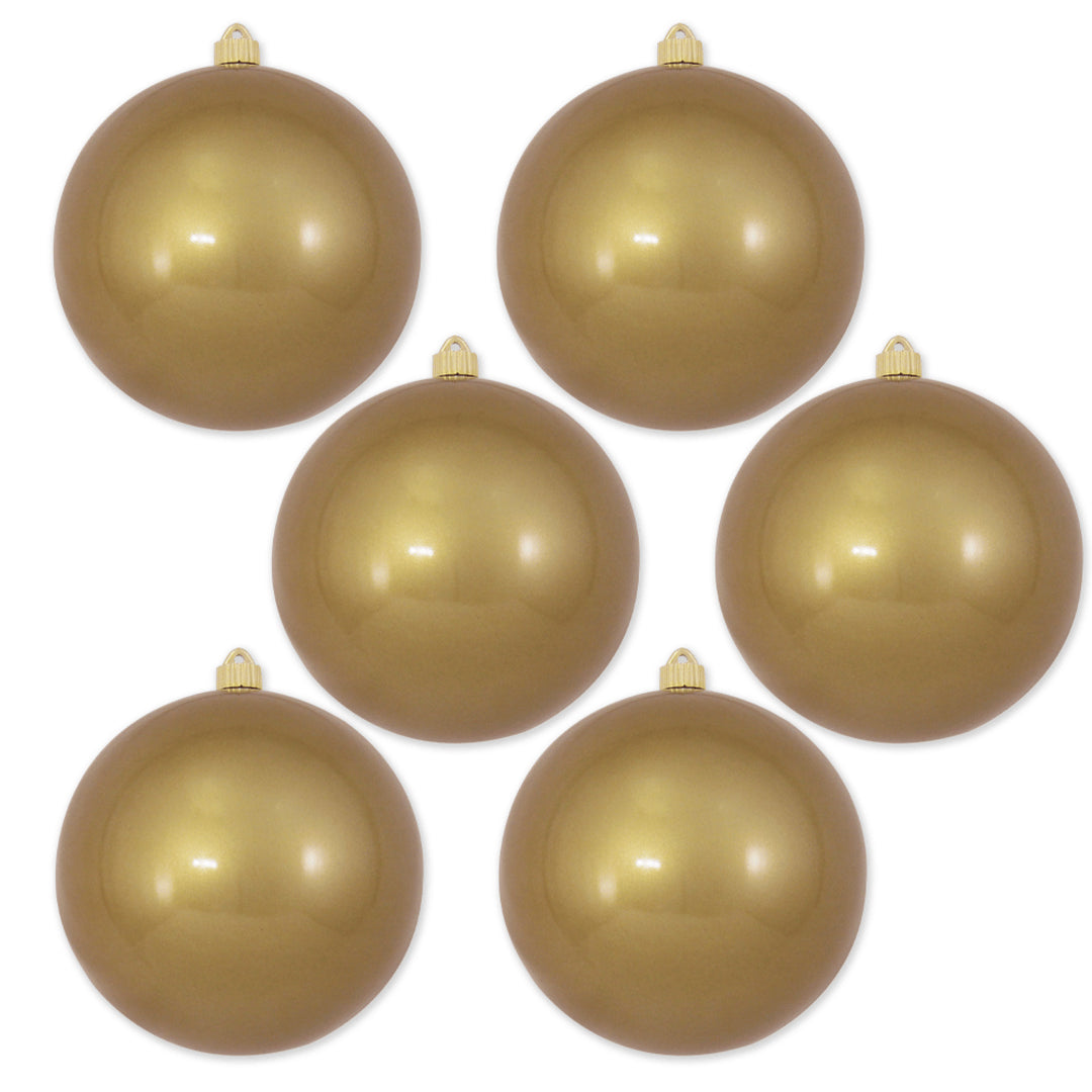 8" (200mm) Giant Commercial Shatterproof Ball Ornament, Candy Gold, Case, 6 Pieces