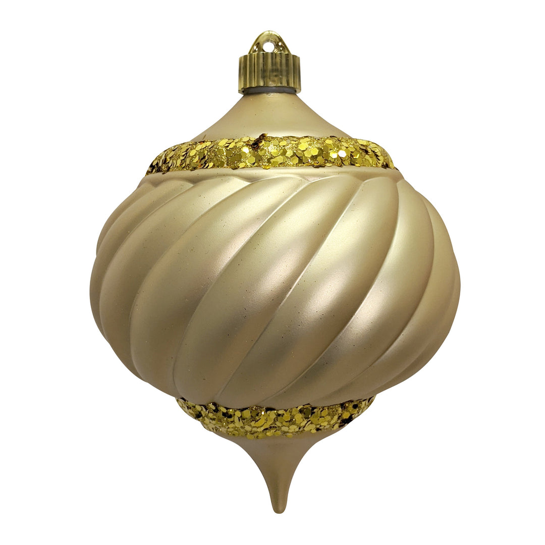 6" (150mm) Shatterproof Swirled Onion Finial Ornaments, Gold Dust, 1/Ea, 12/Case, 12 Pieces - Christmas by Krebs Wholesale