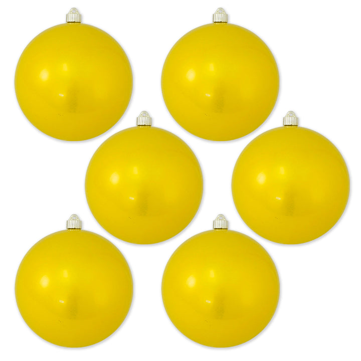 8" (200mm) Giant Commercial Shatterproof Ball Ornament, Sunshine Yellow, Case, 6 Pieces