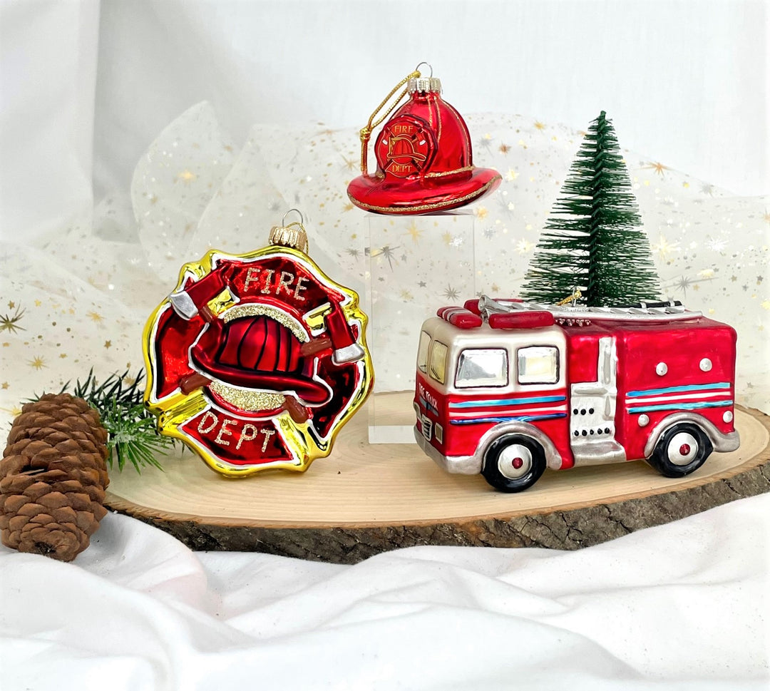 3 1/2" (89mm) Firefighter Badge Figurine Ornaments, 1/Box, 6/Case, 6 Pieces