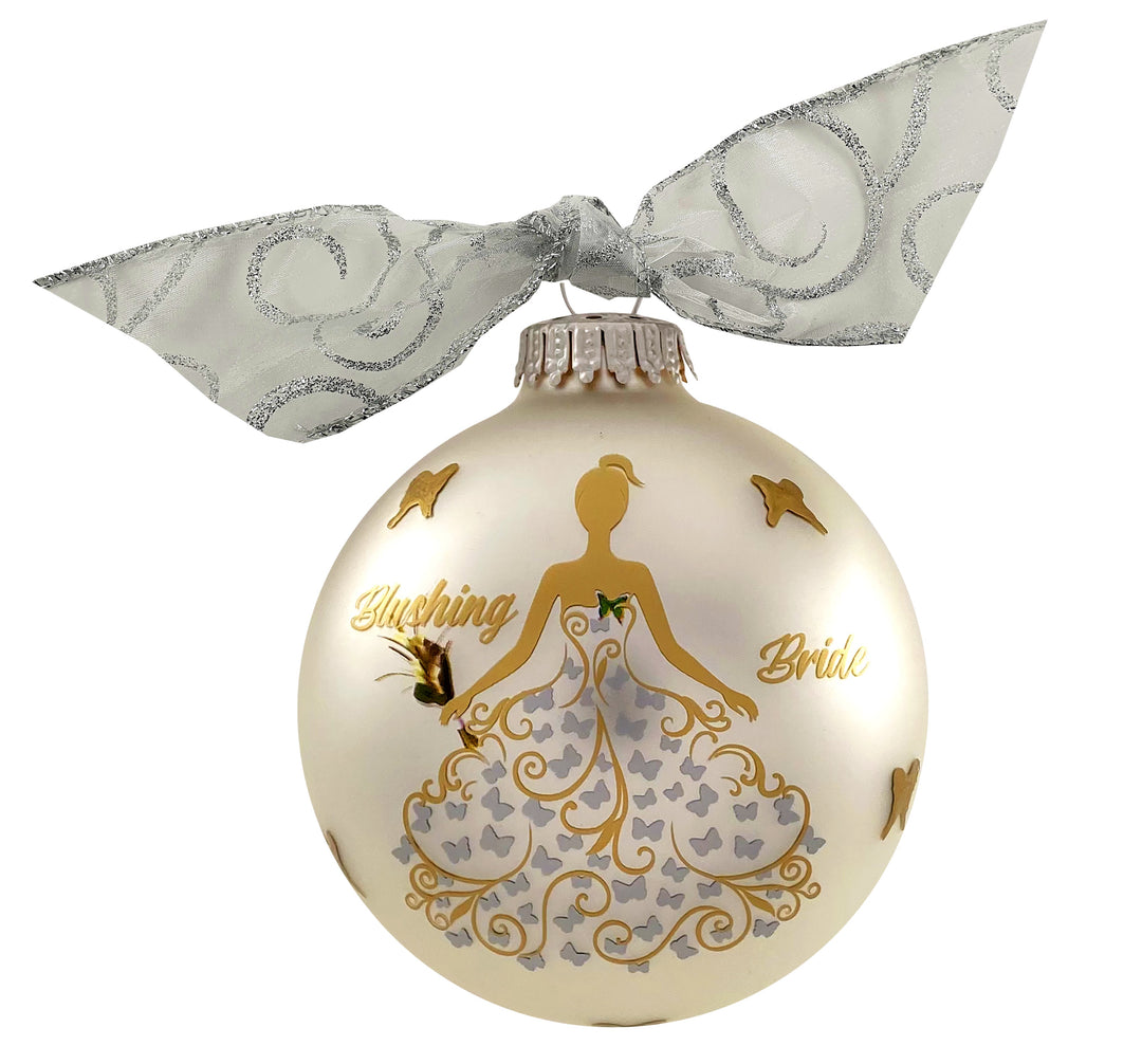3 1/4" (80mm) Personalizable Hugs Specialty Gift Ornaments, Blushing Bride, Silver Pearl, 1/Box, 12/Case, 12 Pieces