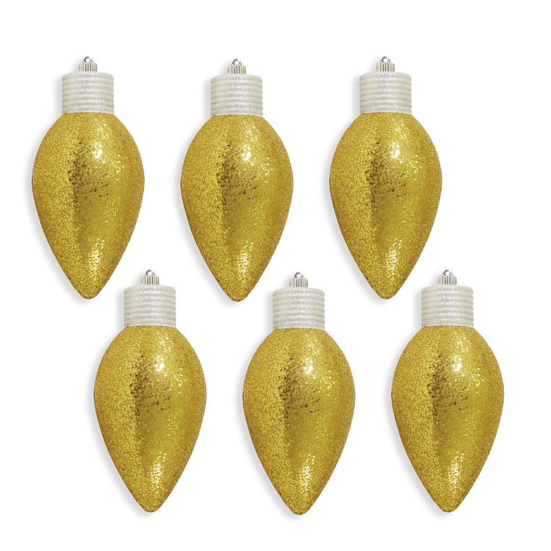12" (300mm) Giant Commercial Shatterproof C9 Light Bulb Ornament, Gold, Case, 6 Pieces
