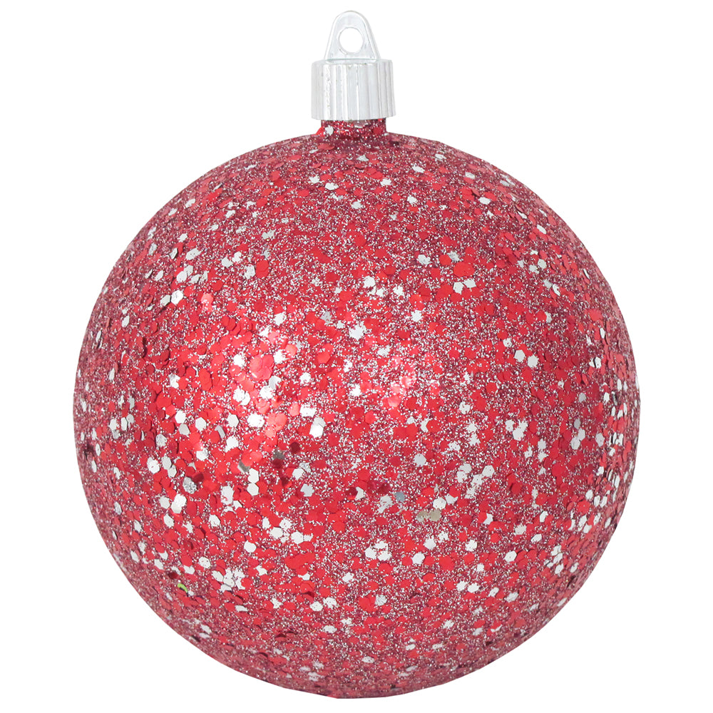 Christmas By Krebs 4 3/4" (120mm) Ornament, [36 Pieces], Commercial Grade Indoor and Outdoor Shatterproof Plastic, Water Resistant Ball Ornament Decorations (Red and Silver Glitz) - Christmas by Krebs Wholesale
